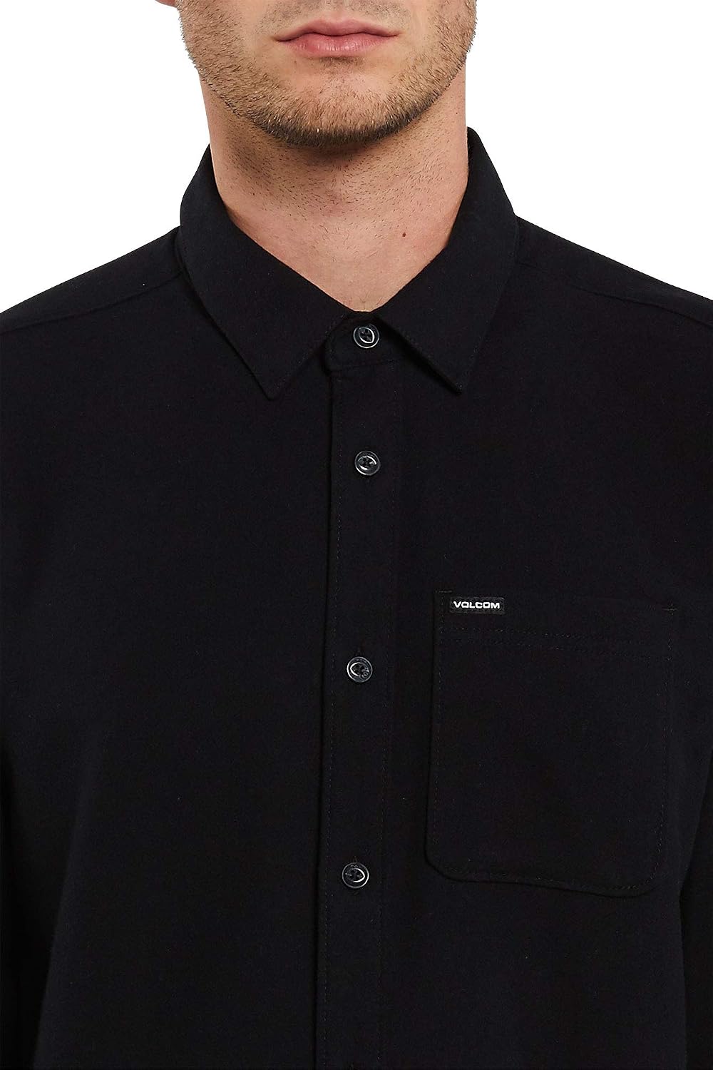 Volcom Men's Caden Solid Long Sleeve Button Down Shirt Black