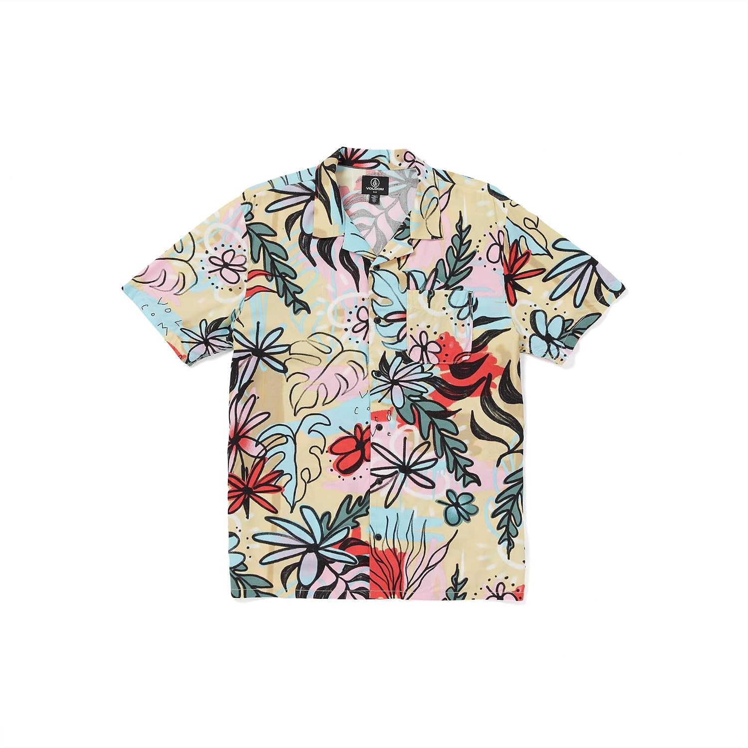 Volcom Men's Purestone Short Sleeve Button Down Shirt Fog