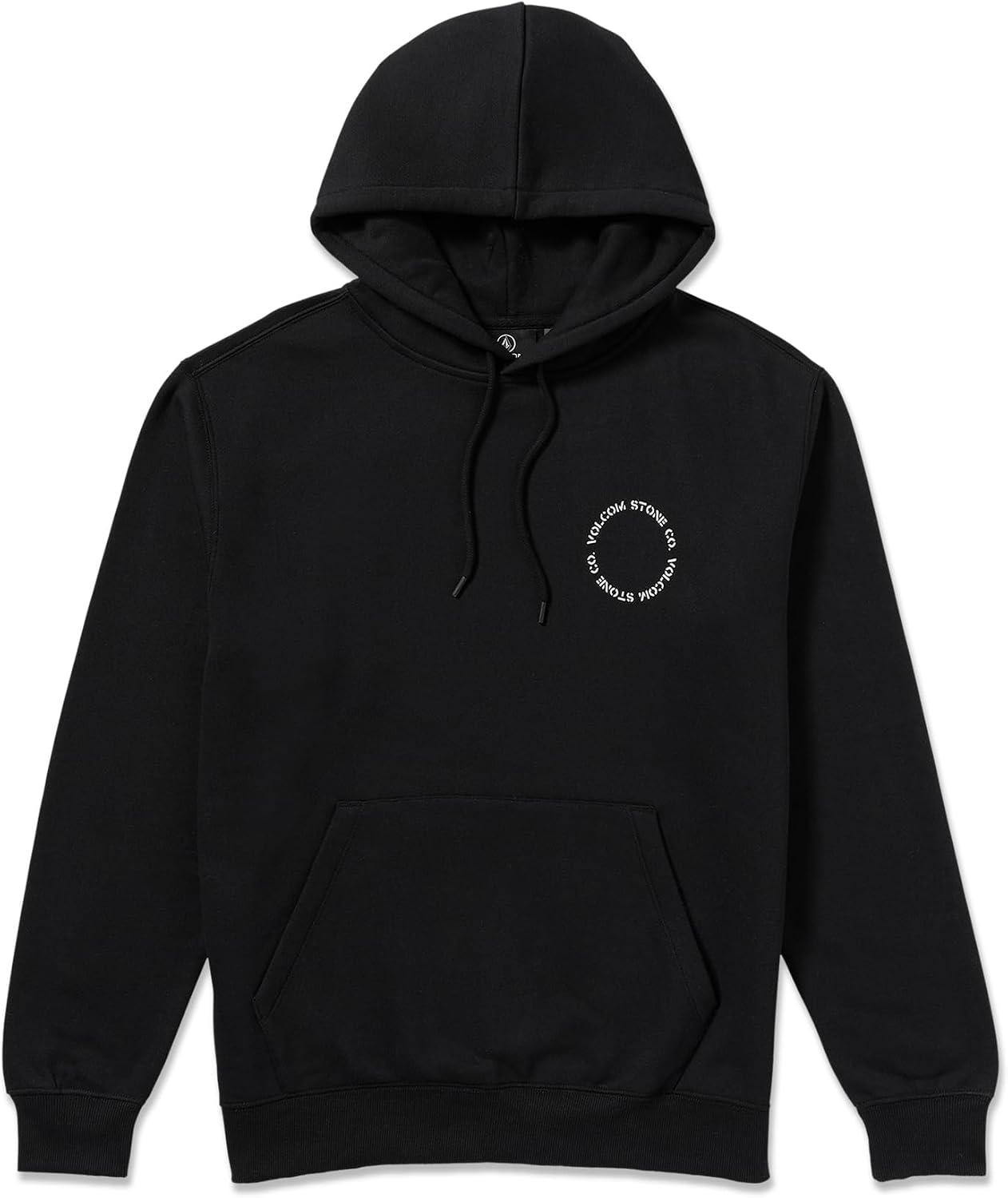 Volcom Men's Pullover Logo Fleece Hooded Sweatshirt – Soft Brushed Interior, Classic Fit, Kangaroo Pocket, Ribbed Cuffs & Hem Raven