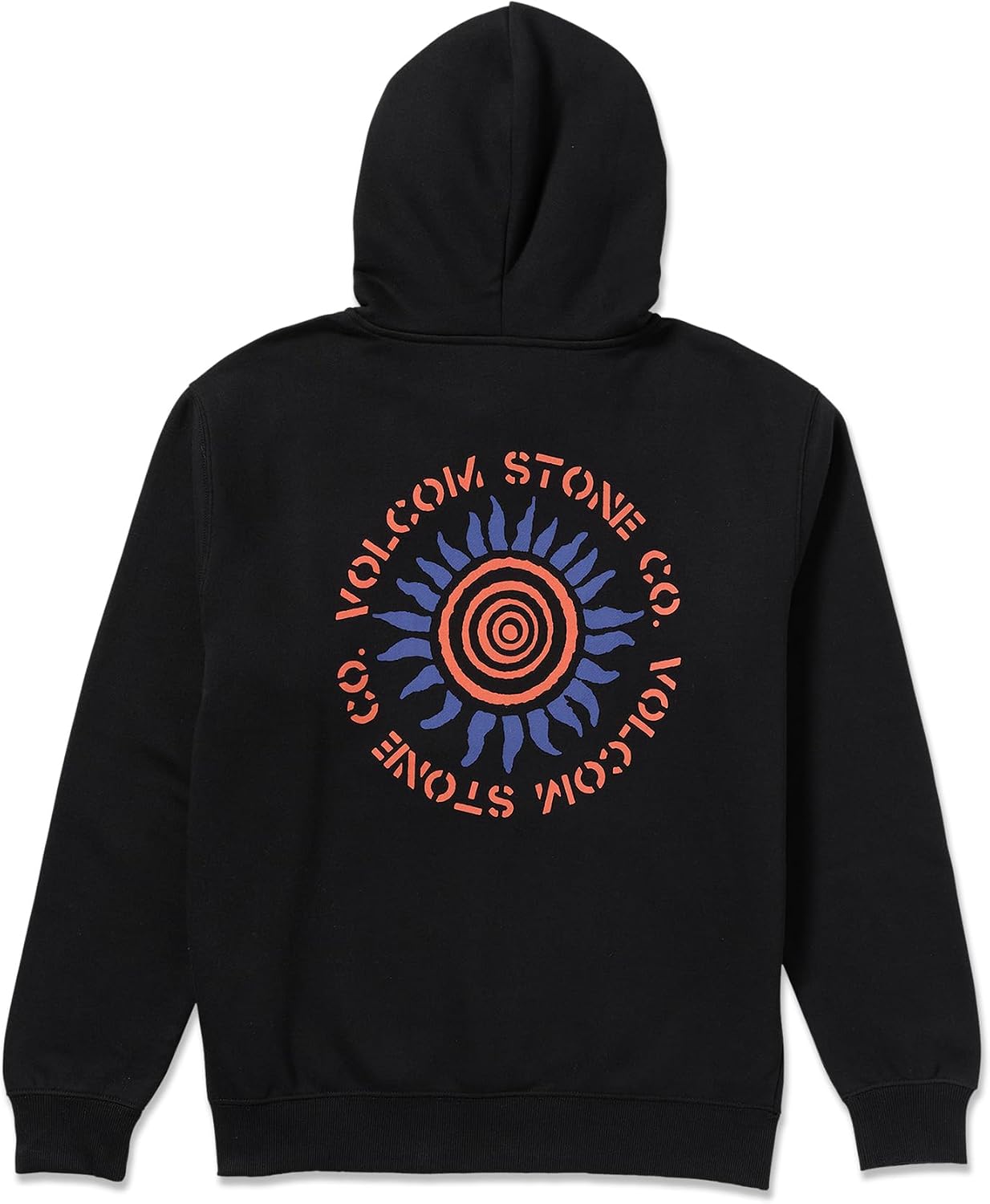 Volcom Men's Pullover Logo Fleece Hooded Sweatshirt – Soft Brushed Interior, Classic Fit, Kangaroo Pocket, Ribbed Cuffs & Hem Raven