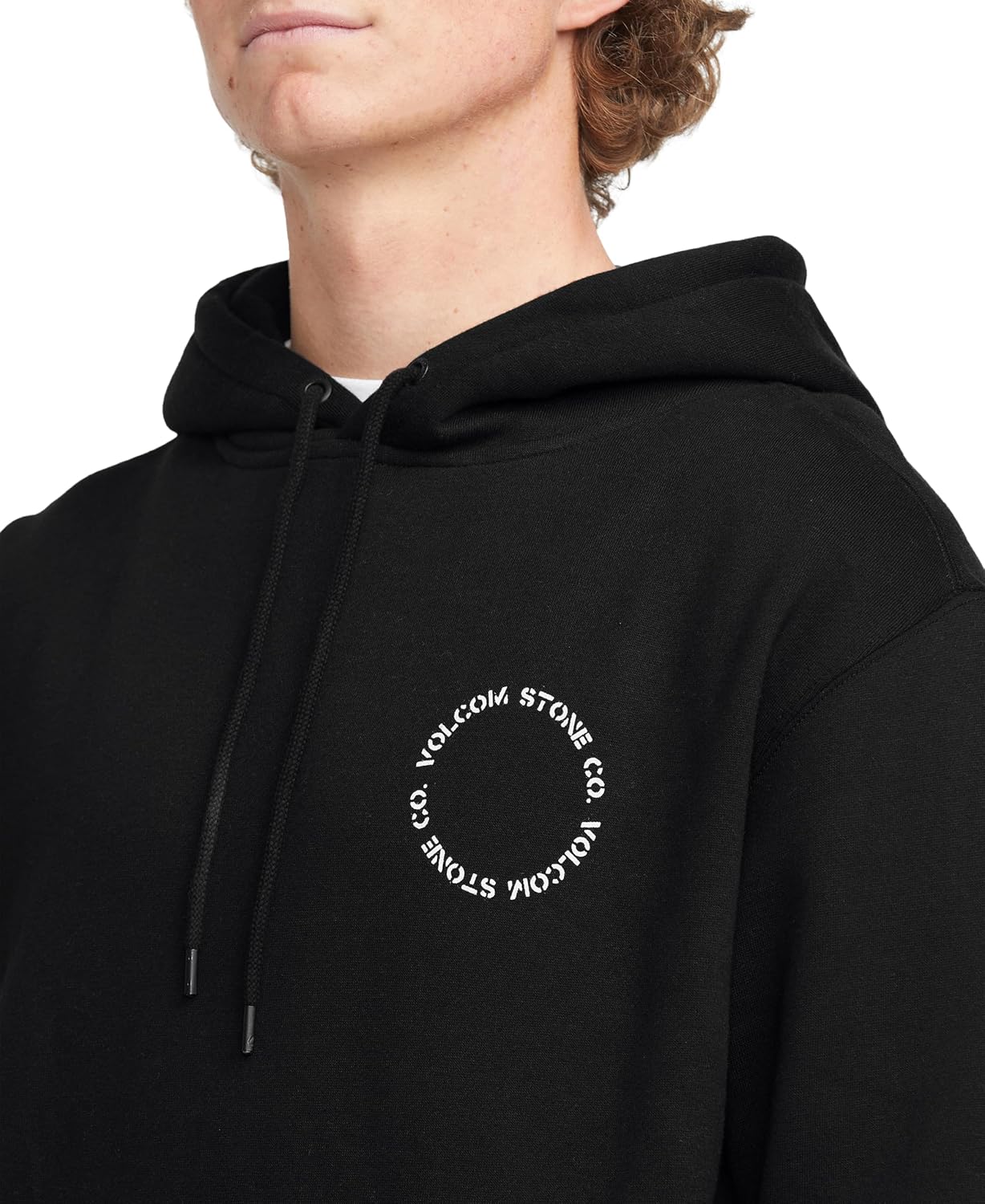 Volcom Men's Pullover Logo Fleece Hooded Sweatshirt – Soft Brushed Interior, Classic Fit, Kangaroo Pocket, Ribbed Cuffs & Hem Raven