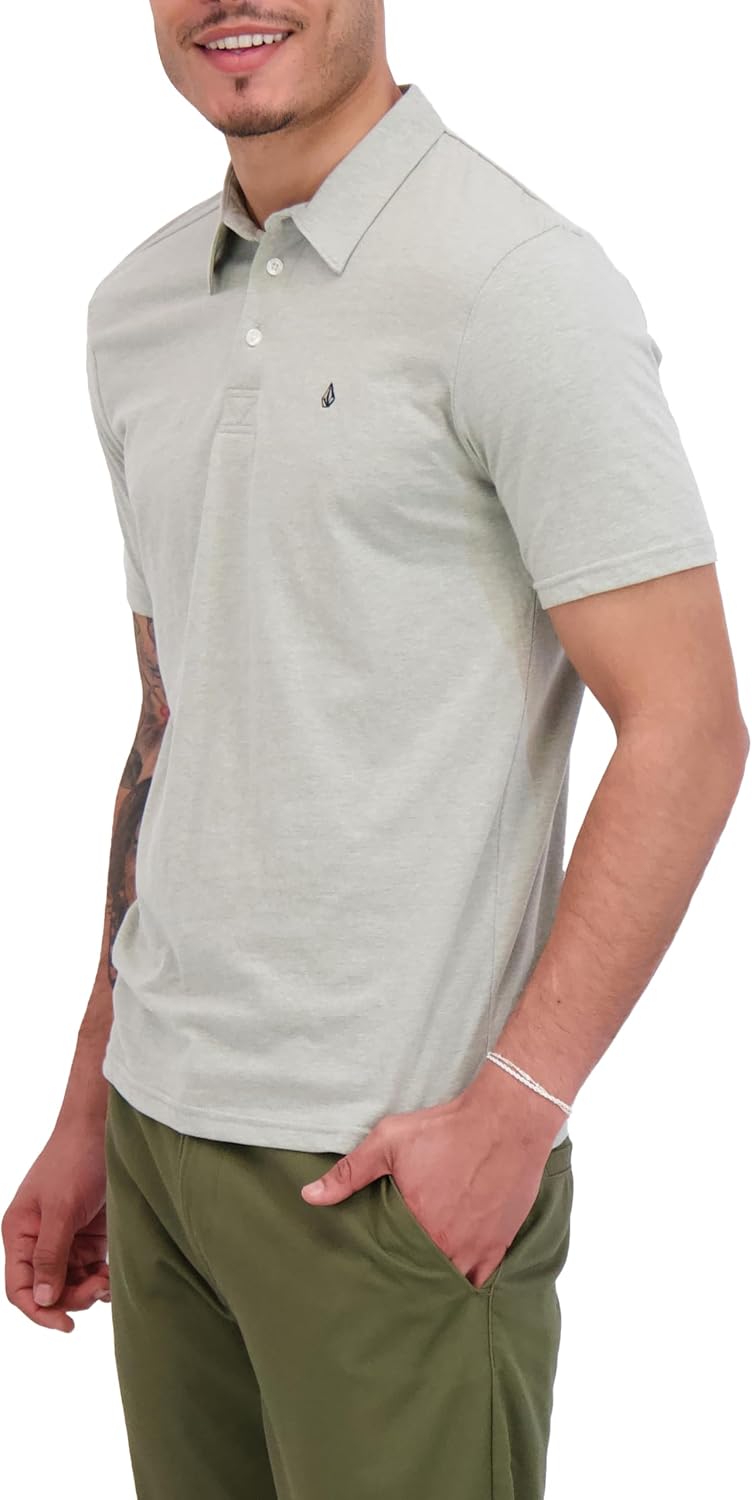 Volcom Short Sleeve Polo Shirt – Classic Fit, Soft Cotton Blend, Modern Casual Style Heather Grey