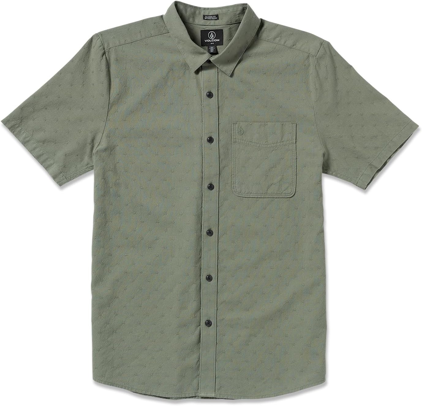 Volcom Men's Date Knight Short Sleeve Classic Fit Button Down Shirt Light Olive