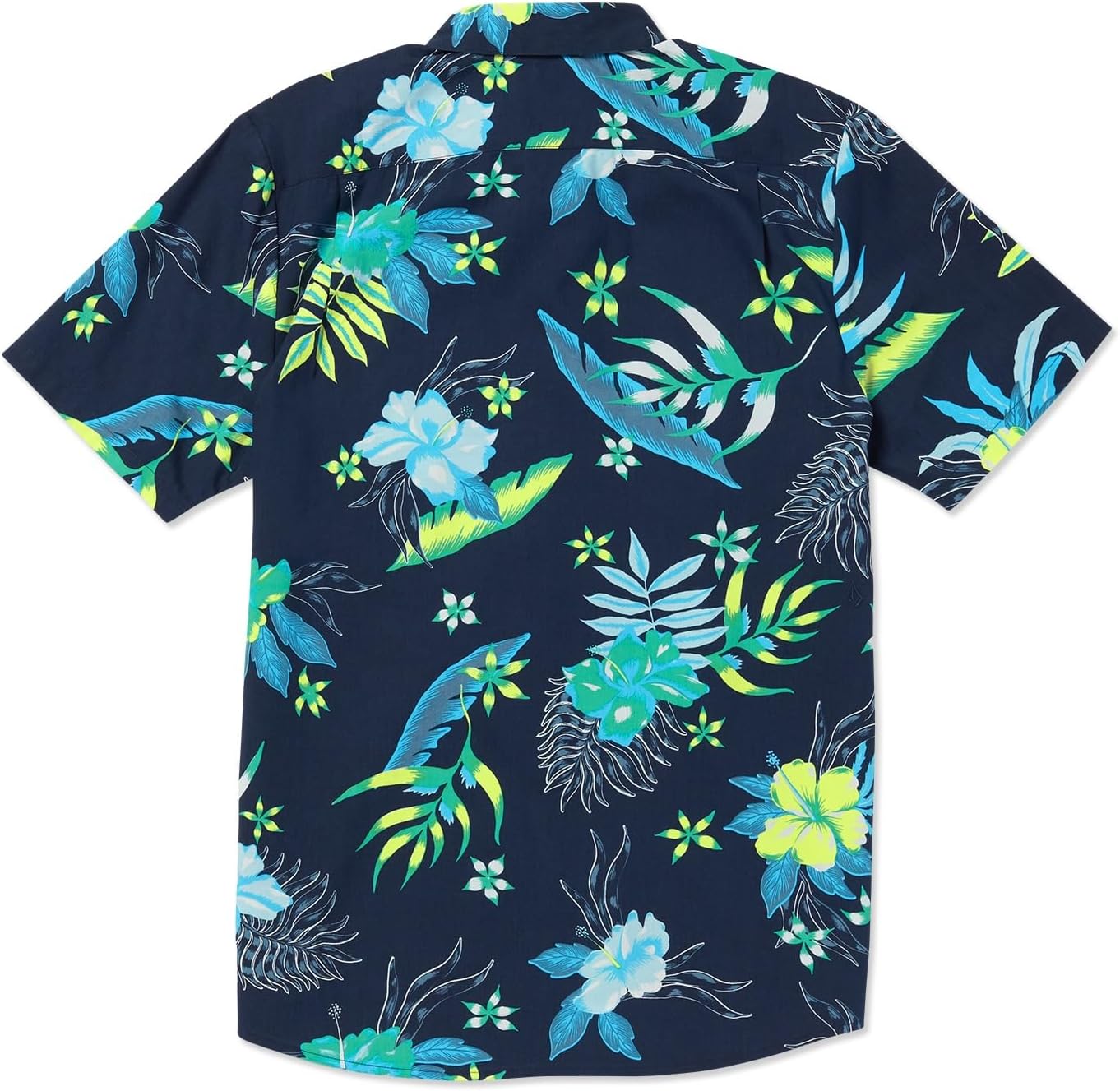 Volcom Men's Regular Marble Floral Short Sleeve Button Down Hawaiian Shirt Navy Sunriser