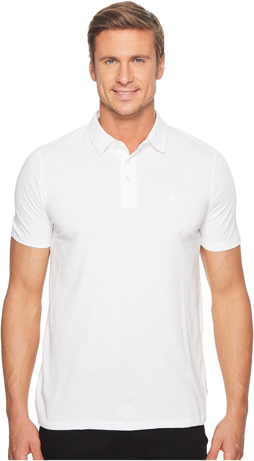 Volcom Men's Wowzer Modern Fit Short Sleeve Polo Shirt White Light