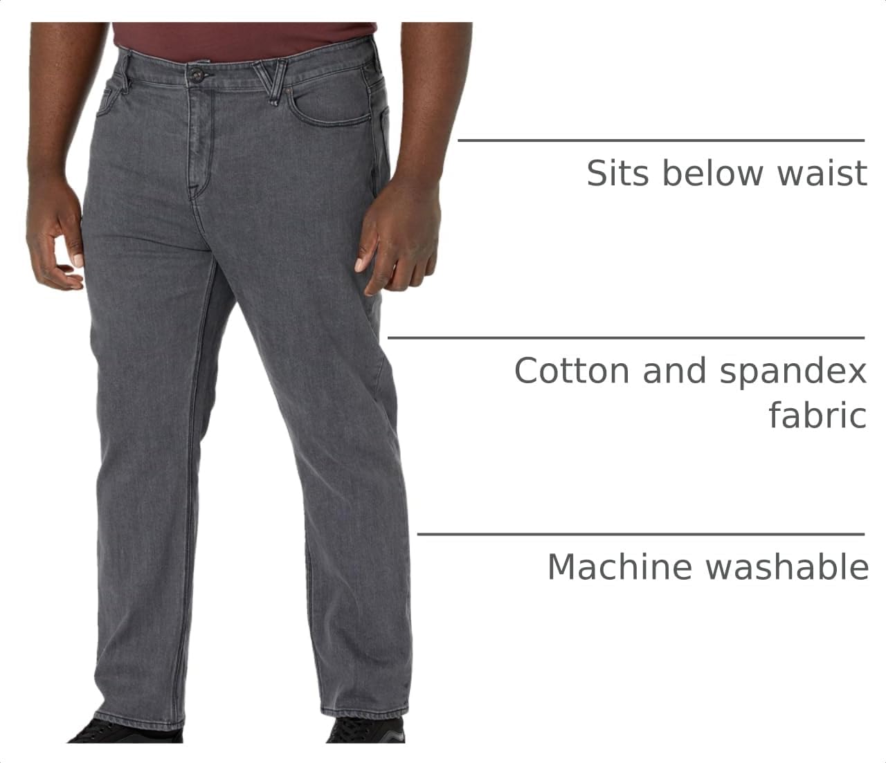 Volcom Men's Solver Stretch Denim Jeans-Modern Fit Pant Easy Enzyme Grey
