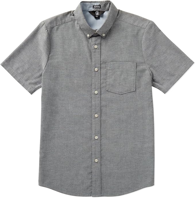 Volcom Men's Everett Oxford Short Sleeve Button Down Woven Shirt Black - New