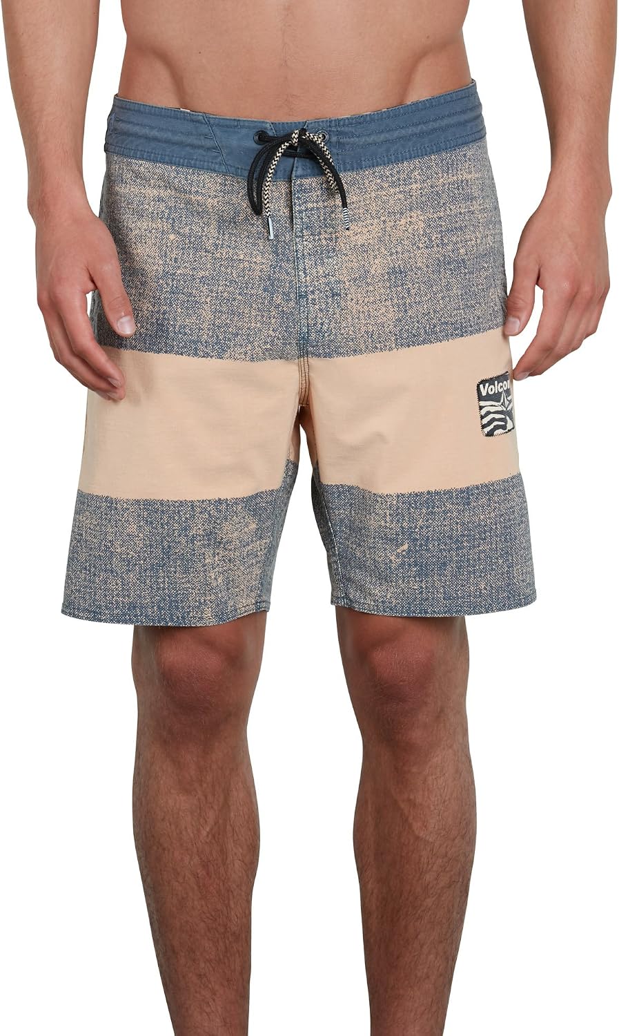 Volcom Men's 18" Boardshorts – Stretch Swim Trunks with Drawstring Waist and Back Flap Pocket Pale Peach