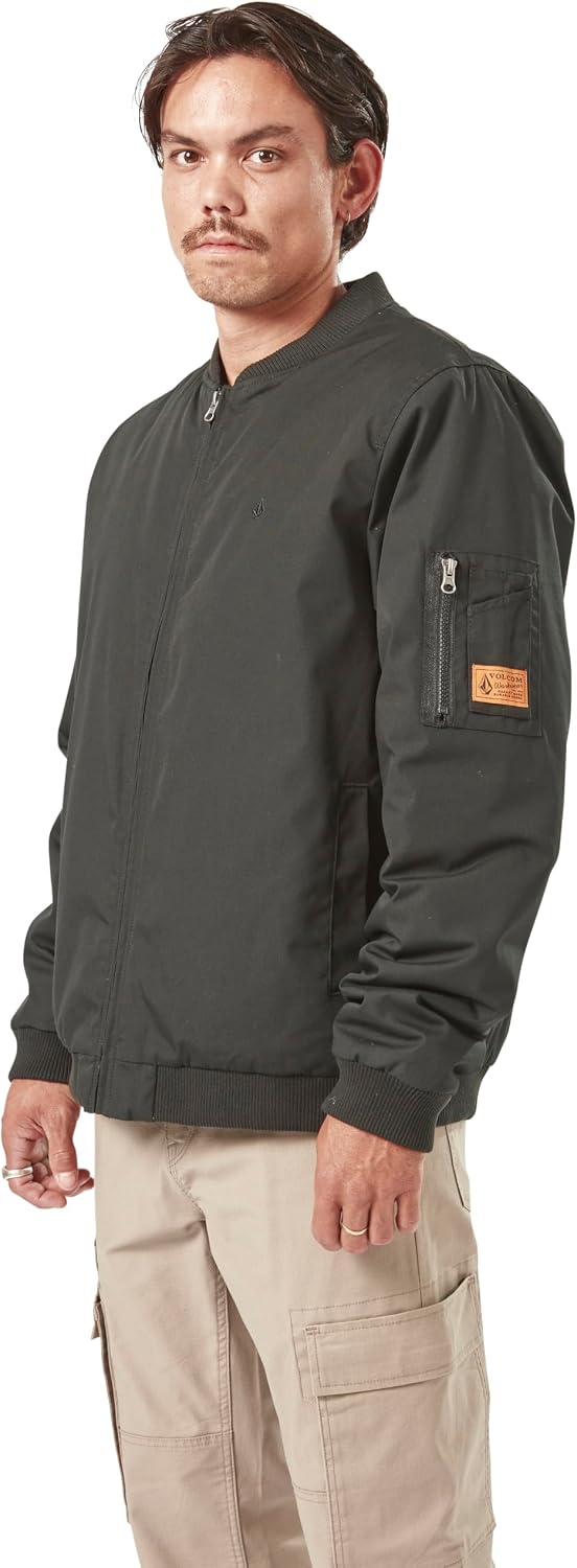 Volcom Men's Workwear Bomber Jacket – Water-resistant Insulated Canvas Jacket Sleeve Pocket initial