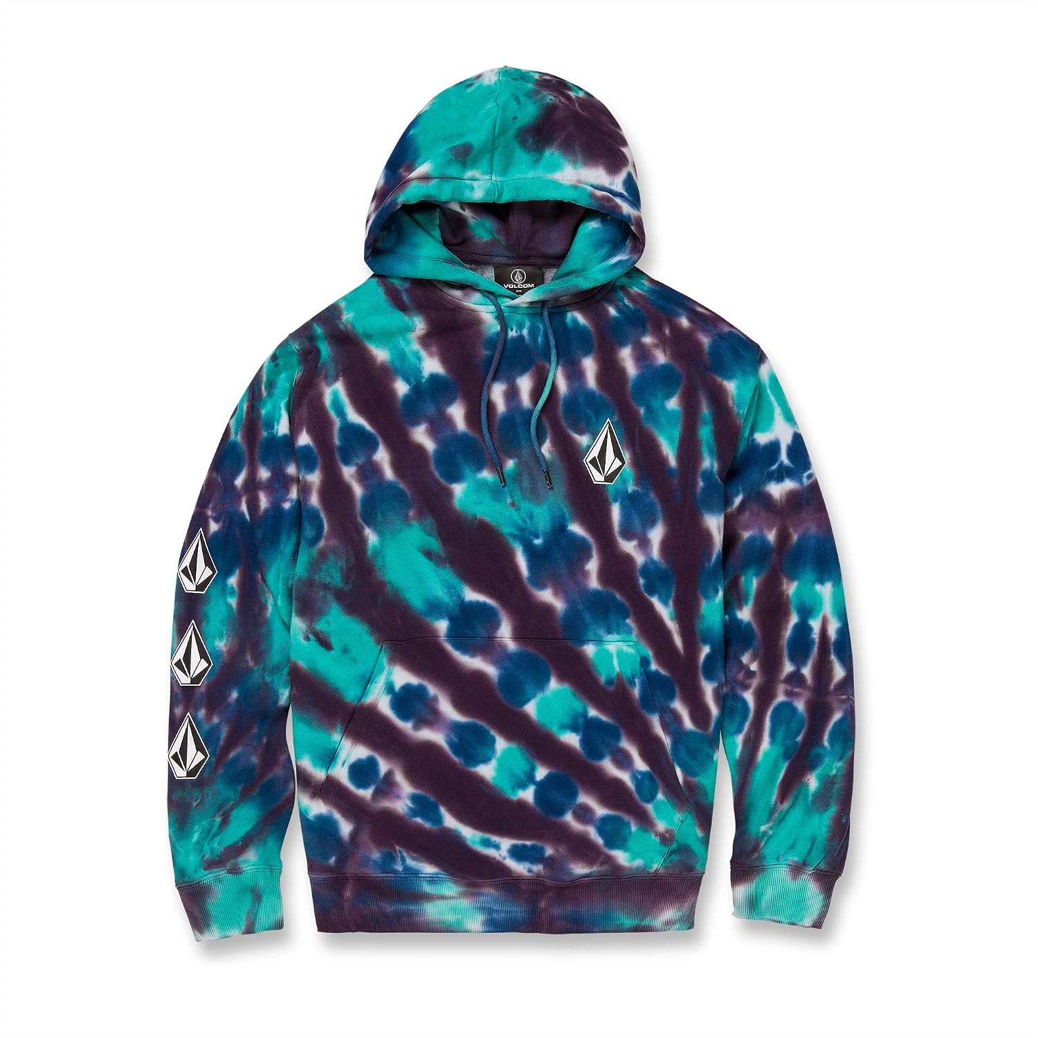 Volcom Men's Iconic Stone Pullover Hoodie Fleece Sweatshirt Tie Dye Multi