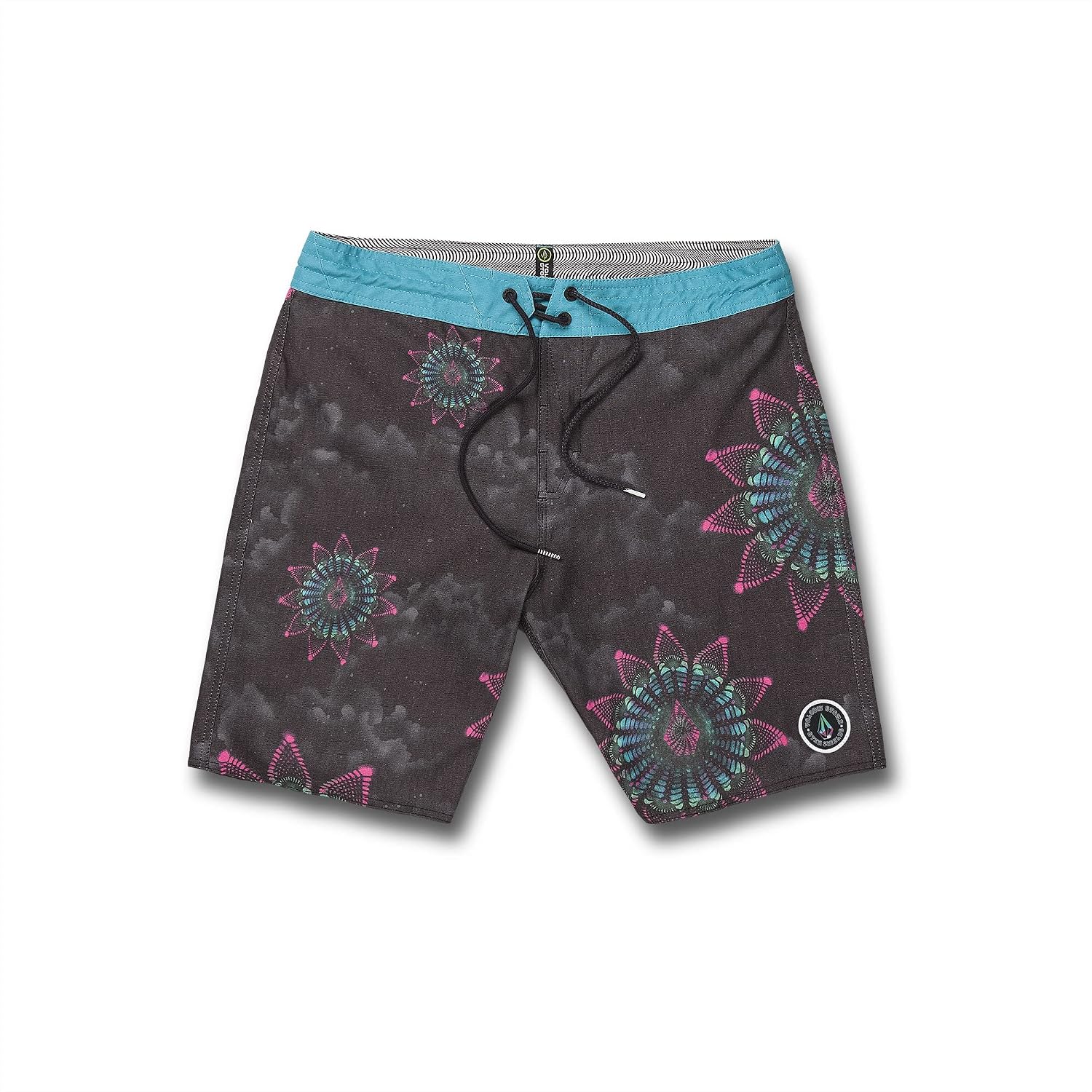 Volcom Men's 18" Boardshorts – Stretch Swim Trunks with Drawstring Waist and Back Flap Pocket Jet