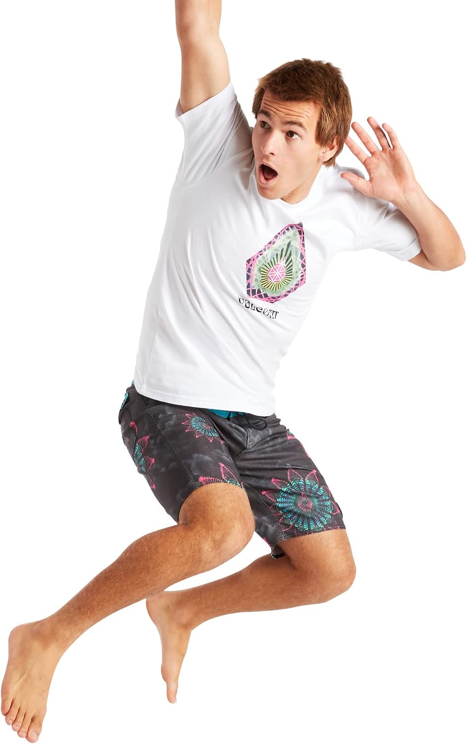 Volcom Men's 18" Boardshorts – Stretch Swim Trunks with Drawstring Waist and Back Flap Pocket Jet