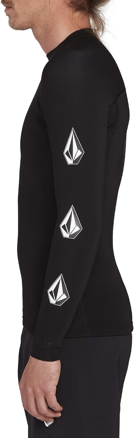 Volcom Men's Compression Fit Long Sleeve Rashguard – UPF 50+ Sun Protection, Quick-Dry Performance Shirt Caviar