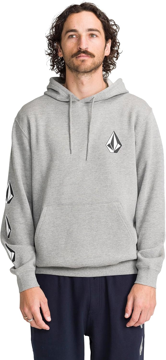 Volcom Men's Iconic Stone Pullover Hoodie Fleece Sweatshirt Heather Grey