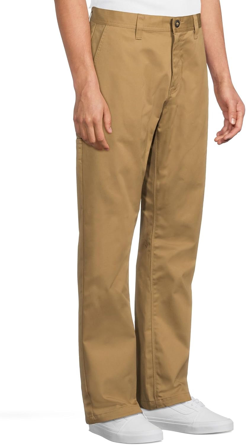 Volcom Men's Frickin Skate Loose Baggy Fit Chino Pants – Relaxed Tapered 17″ Leg Opening, 30″ Inseam Dark Khaki