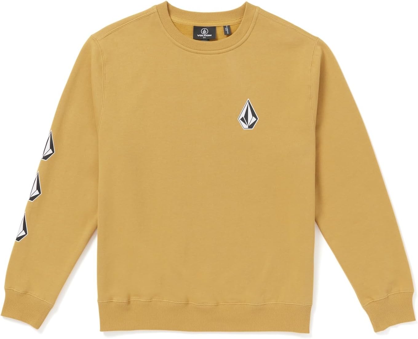 Volcom mens Roundabout Crew Fleece Sweatshirt – Soft Midweight Pullover Ribbed Cuffs Mustard