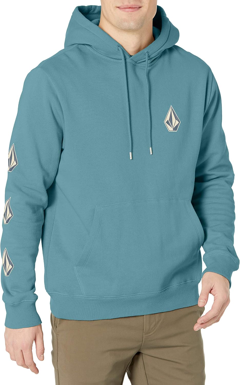 Volcom Men's Iconic Stone Pullover Hoodie Fleece Sweatshirt Hydro Blue