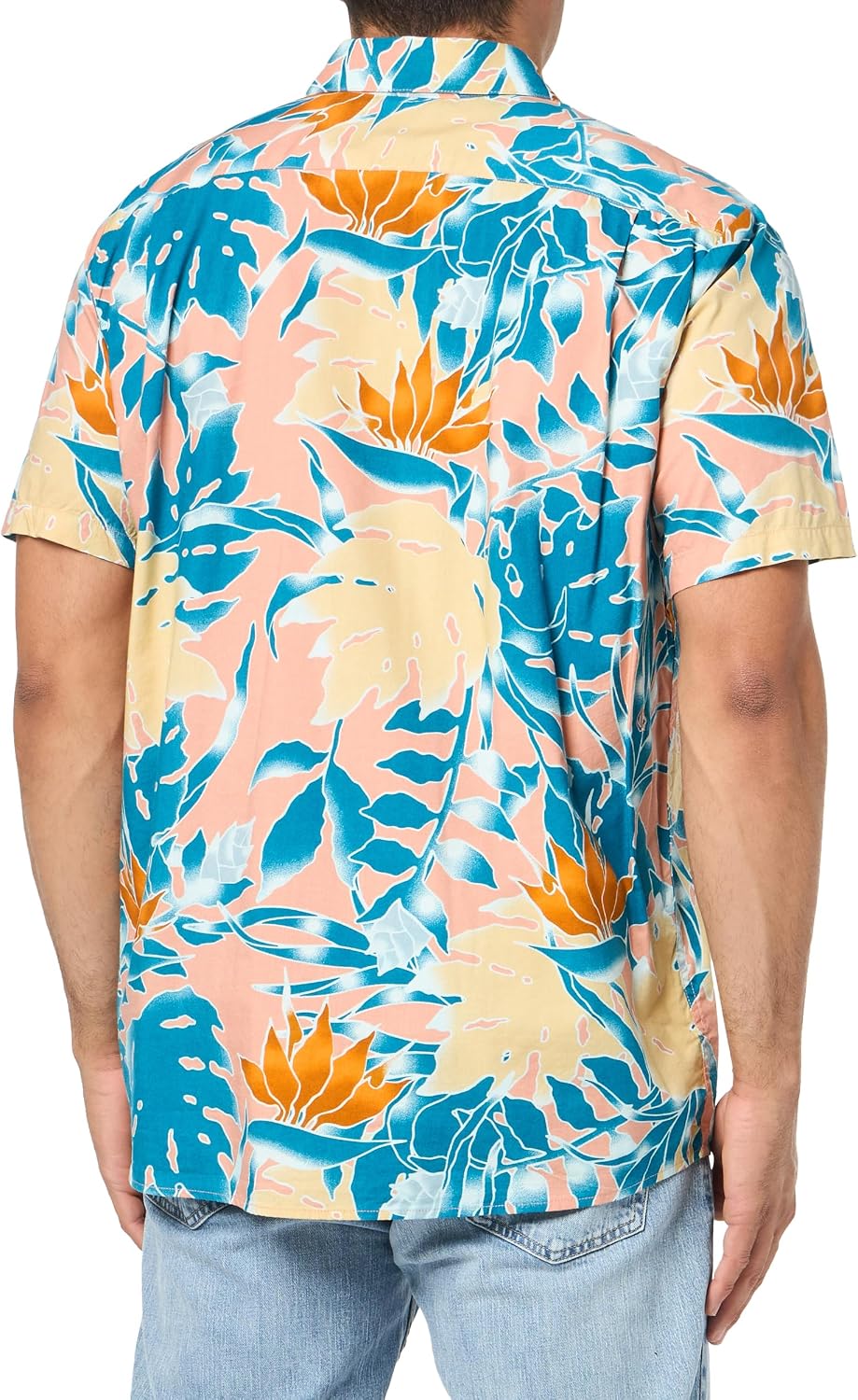 Volcom Men's Regular Marble Floral Short Sleeve Button Down Hawaiian Shirt Salmon