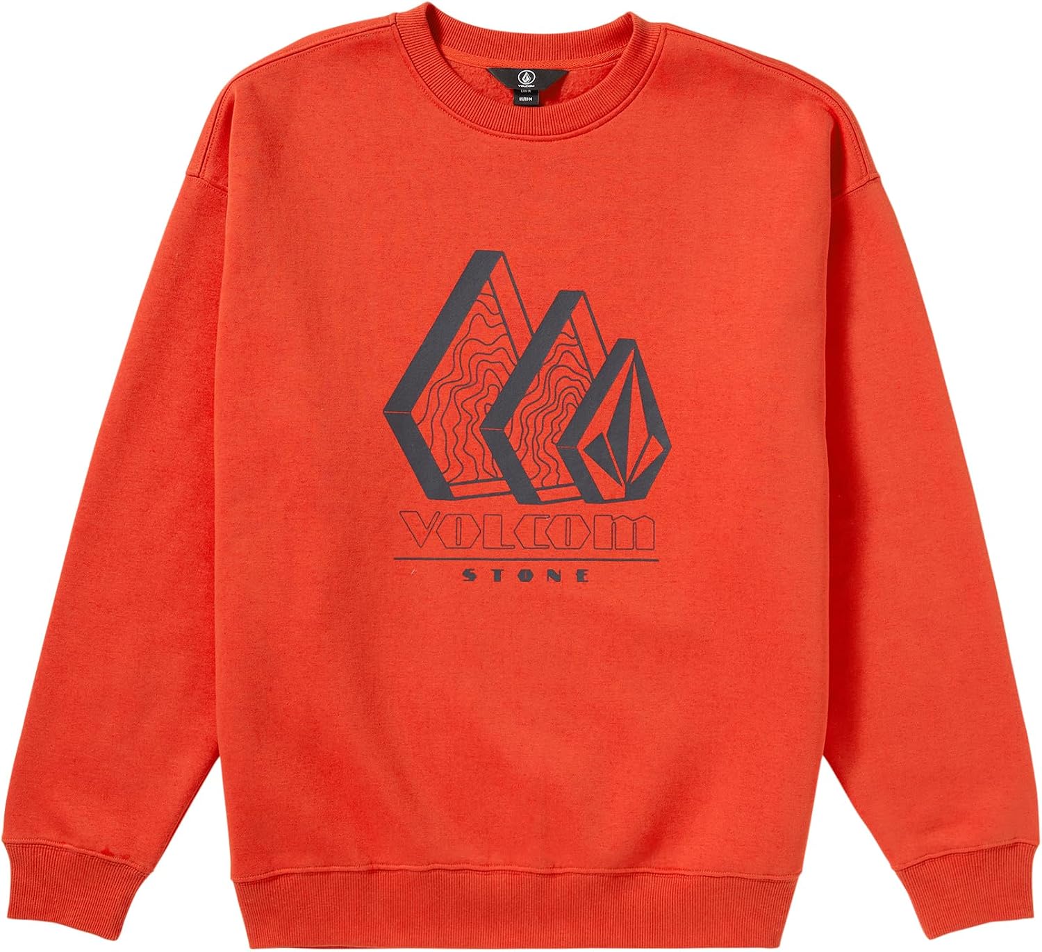 Volcom mens Roundabout Crew Fleece Sweatshirt – Soft Midweight Pullover Ribbed Cuffs Red Clay