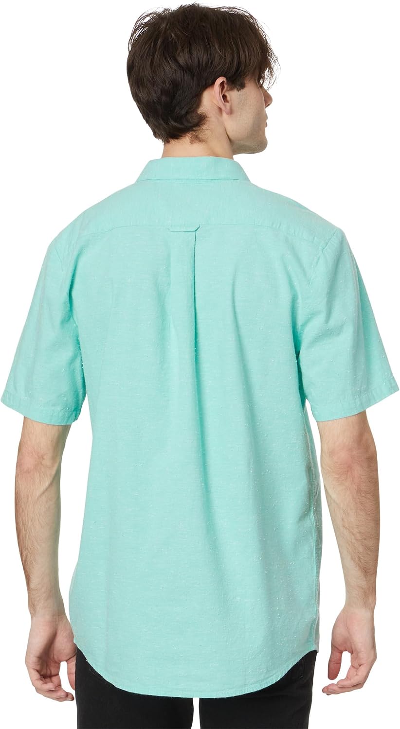 Volcom Men's Date Knight Short Sleeve Classic Fit Button Down Shirt Crete Blue
