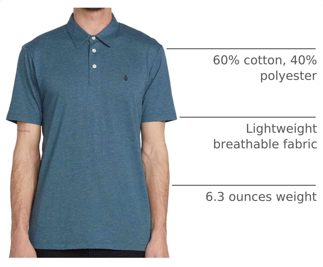 Volcom Short Sleeve Polo Shirt – Classic Fit, Soft Cotton Blend, Modern Casual Style Airforce Blue