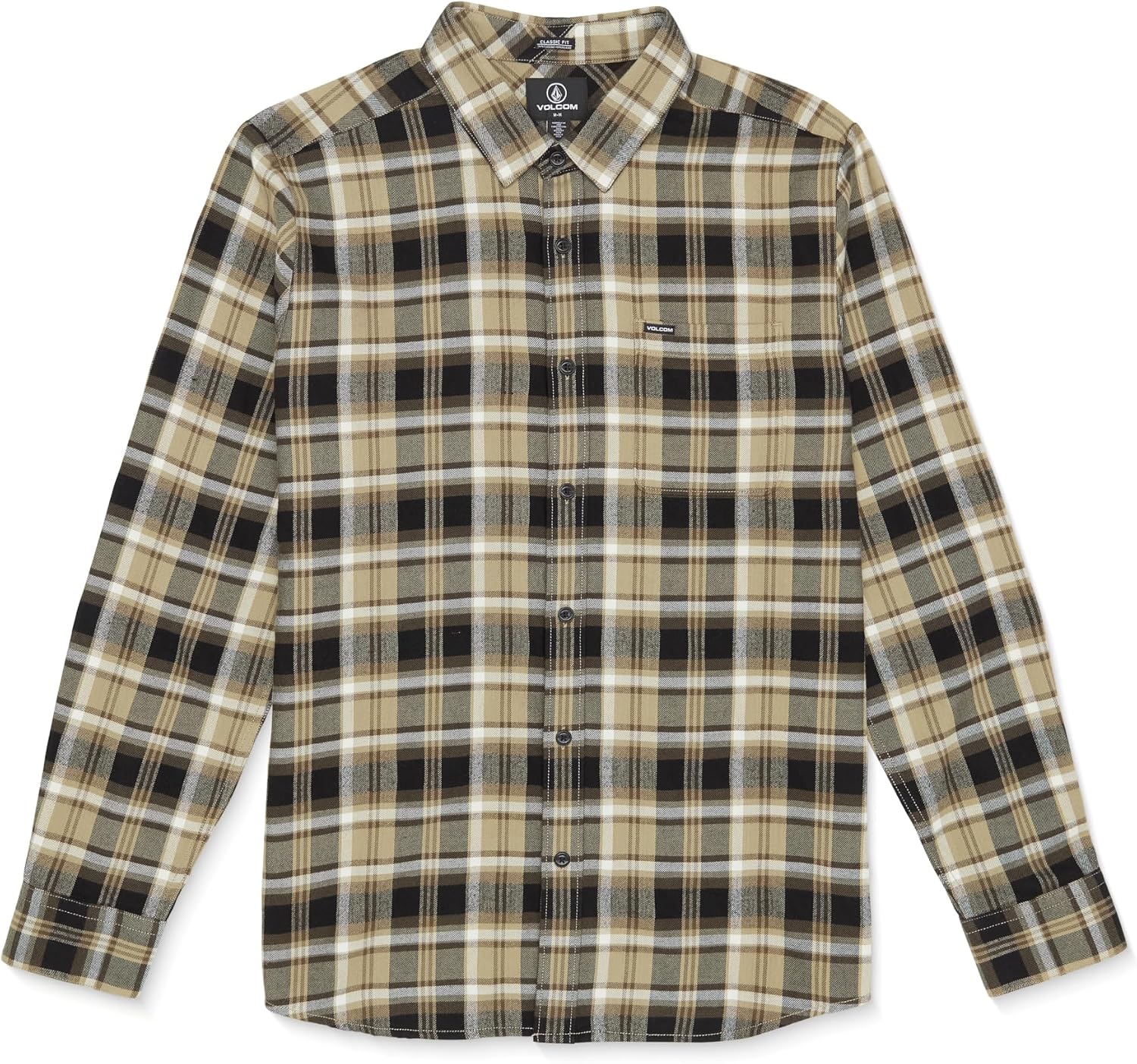Volcom Men's Caden Plaid Long Sleeve Khaki