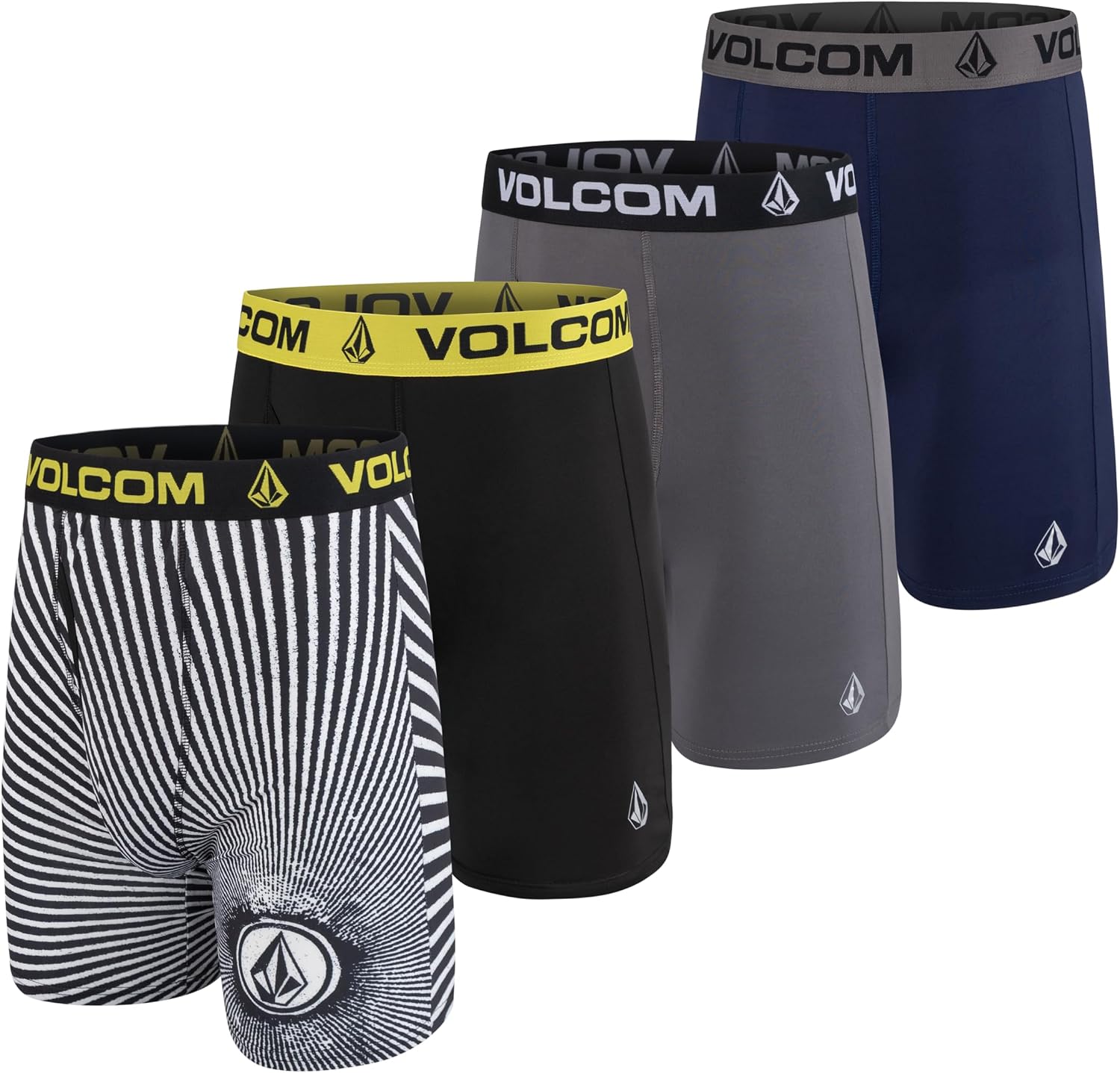 Volcom Mens Boxer Briefs Poly Spandex Performance Boxer Briefs Underwear Blk-whiteBlackGreyNavy