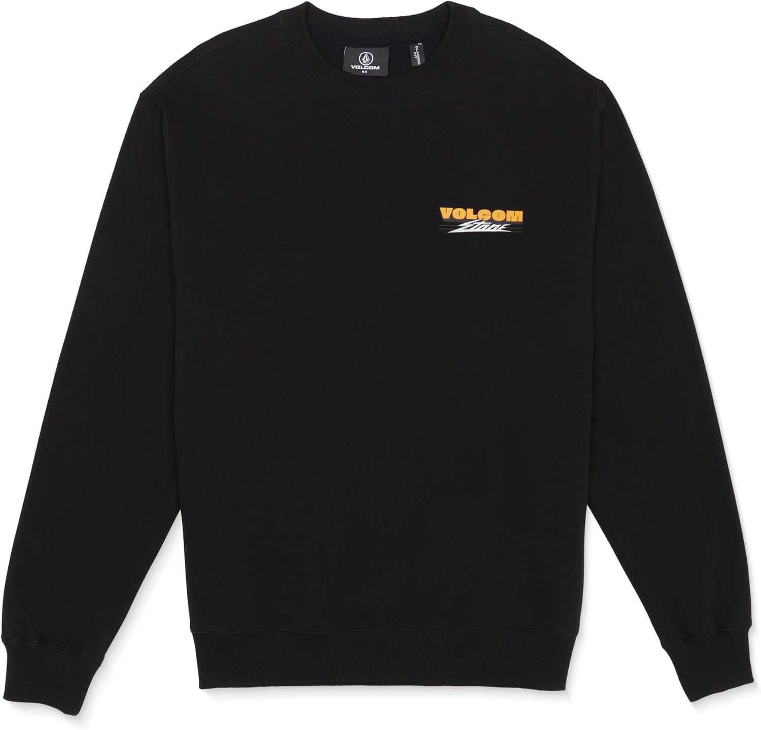 Volcom mens Roundabout Crew Fleece Sweatshirt – Soft Midweight Pullover Ribbed Cuffs Black Allostone