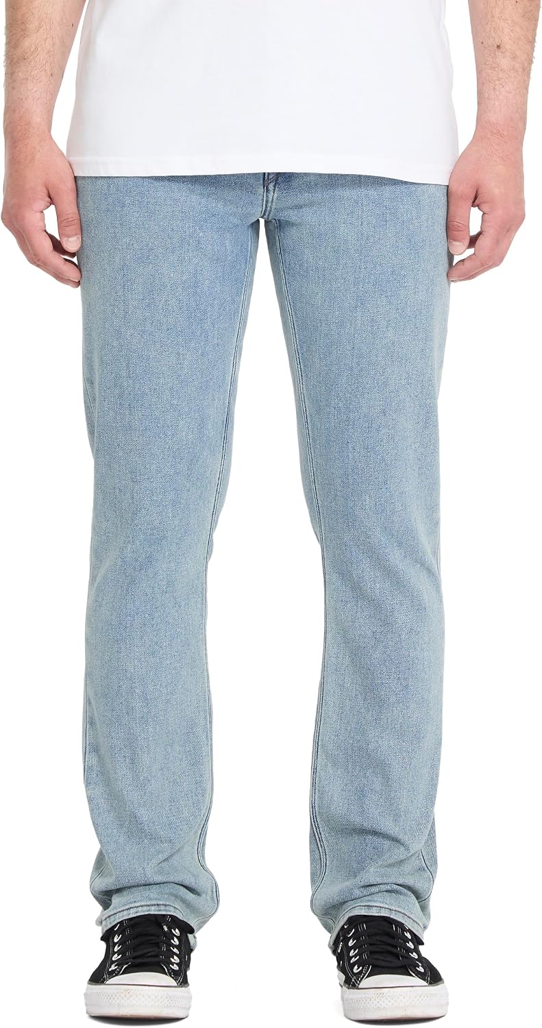 Volcom Men's Vorta Slim Fit Jeans – Classic Straight Leg Denim Pants with 15" Leg Opening Dust Bowl Indigo