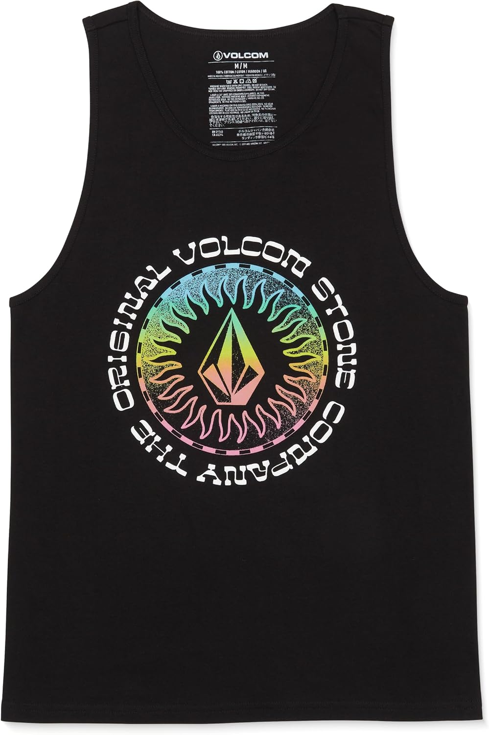 Volcom Men's Iconic Stone Tie Dye Tank Black Sol