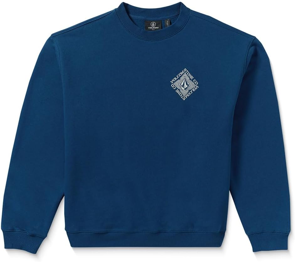 Volcom mens Roundabout Crew Fleece Sweatshirt – Soft Midweight Pullover Ribbed Cuffs Cosmic Blue