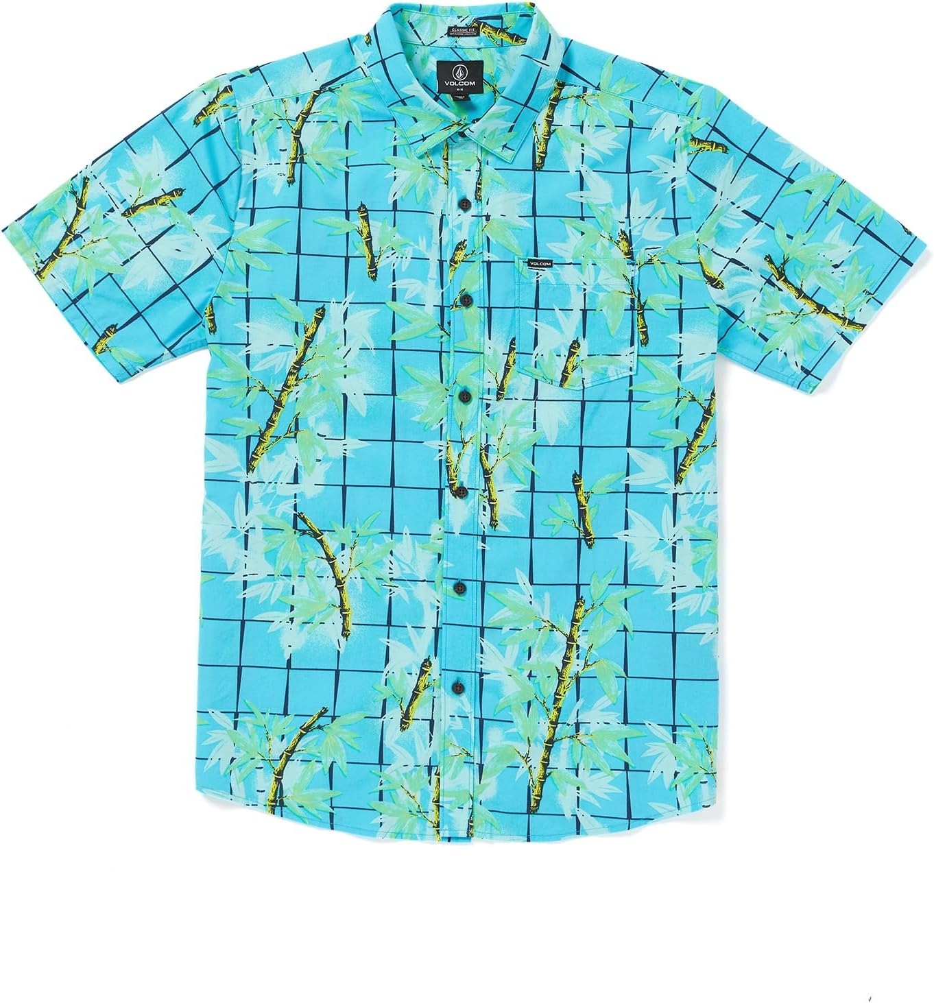Volcom Men's Regular Marble Floral Short Sleeve Button Down Hawaiian Shirt Bamboozeled Clearwater