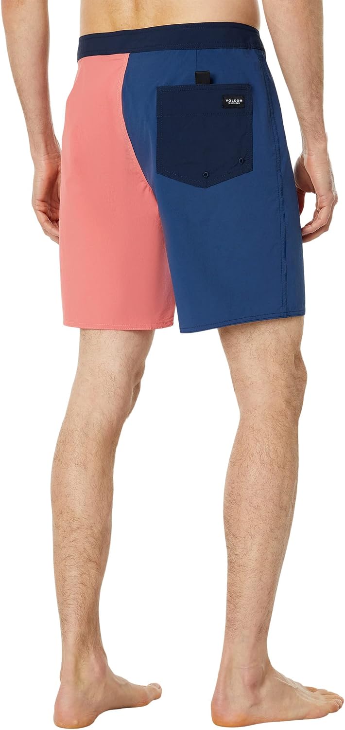 Volcom Men's 18" Boardshorts – Stretch Swim Trunks with Drawstring Waist and Back Flap Pocket Baja Indigo
