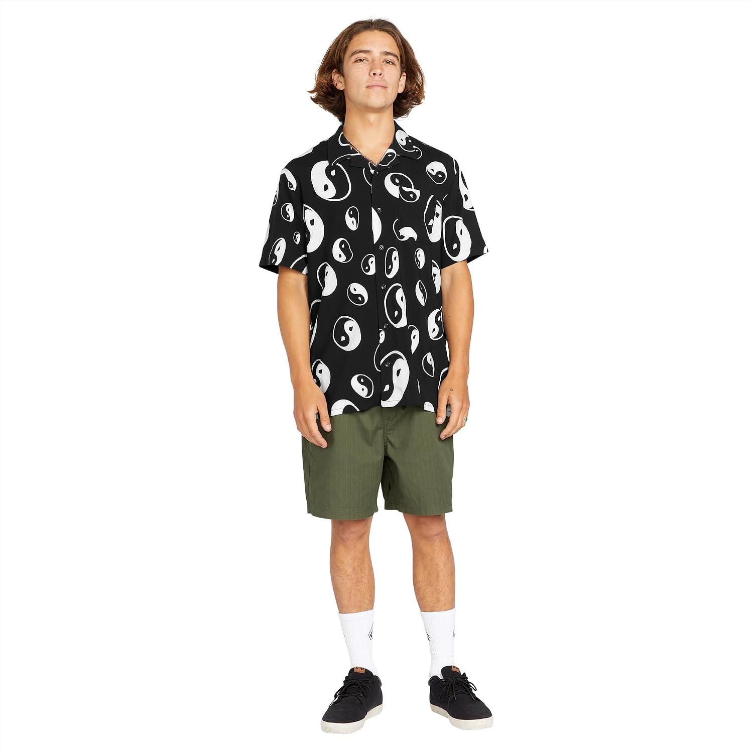 Volcom Men's Purestone Short Sleeve Button Down Shirt Black