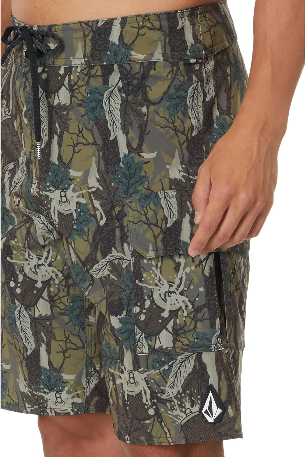 Volcom Men's 16" Elastic Waist Swim Trunks- Stretchable, UPF 50+, Quick Dry Swim Bottoms Camouflage Stone