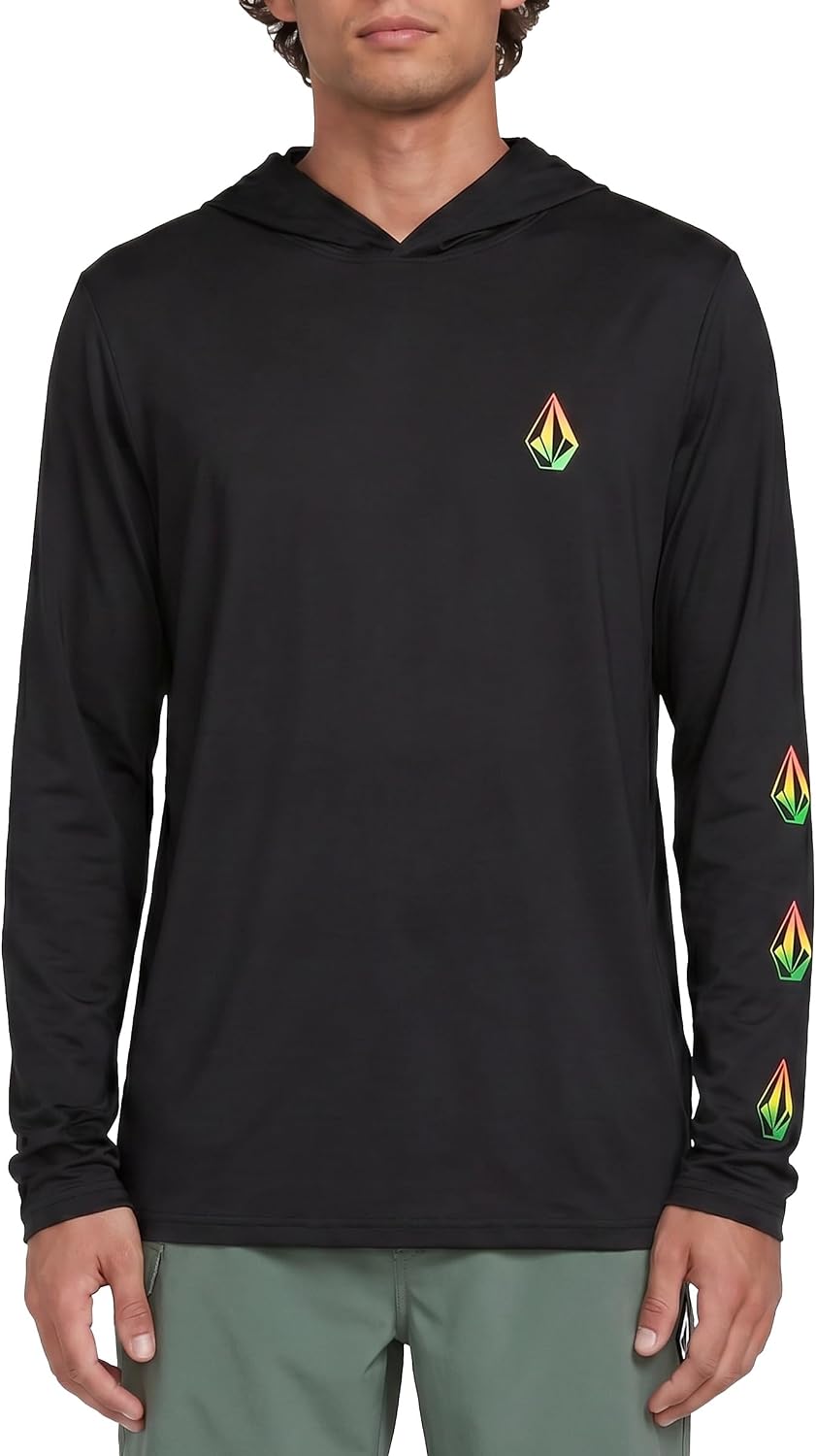 Volcom Taunt Loose Fit Long Sleeve Rashguard Black Rasta