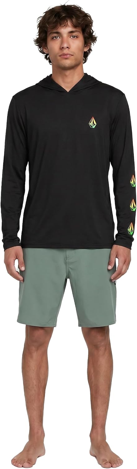 Volcom Taunt Loose Fit Long Sleeve Rashguard Black Rasta