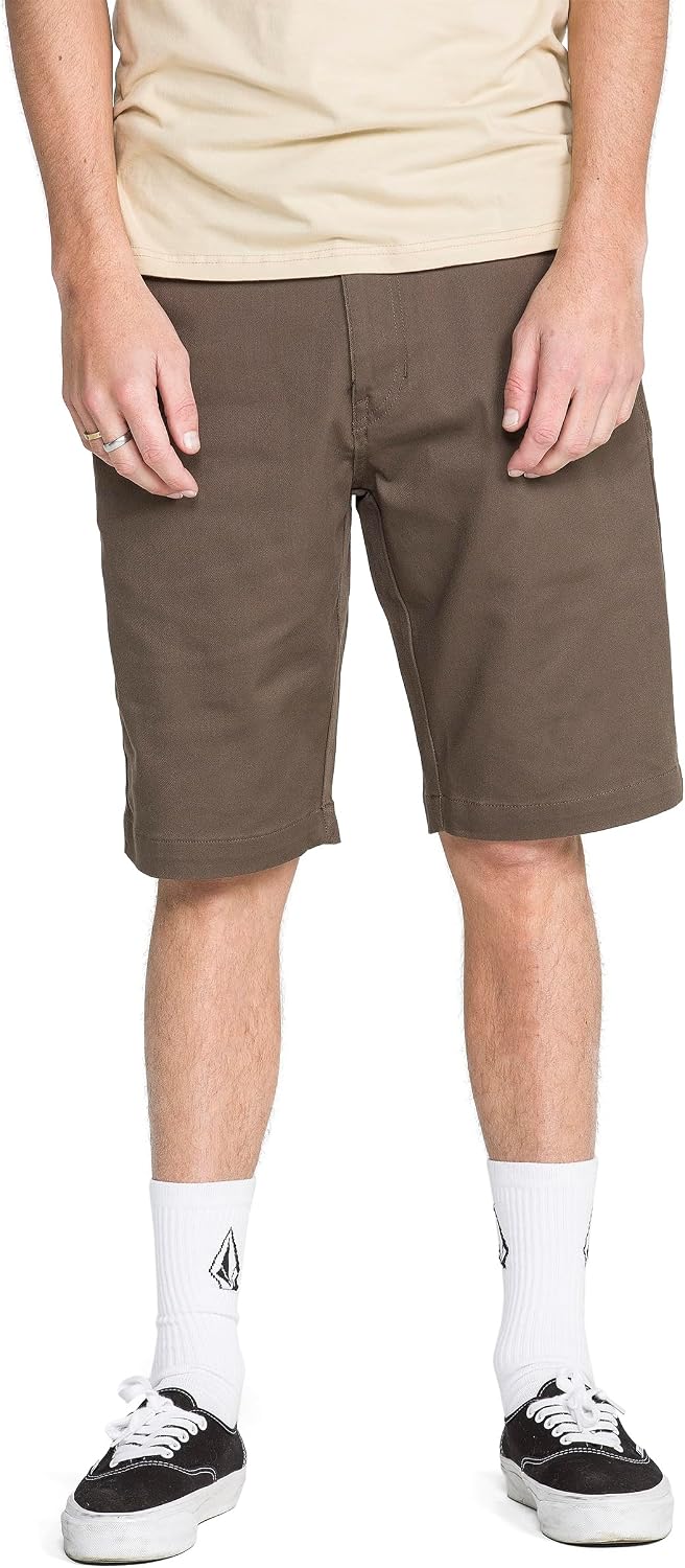 Volcom Men's Vmonty Stretch 22 Chino Shorts – Casual Everyday Wear, Relaxed Fit Mushroom