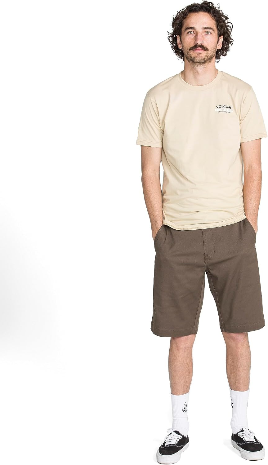 Volcom Men's Vmonty Stretch 22 Chino Shorts – Casual Everyday Wear, Relaxed Fit Mushroom