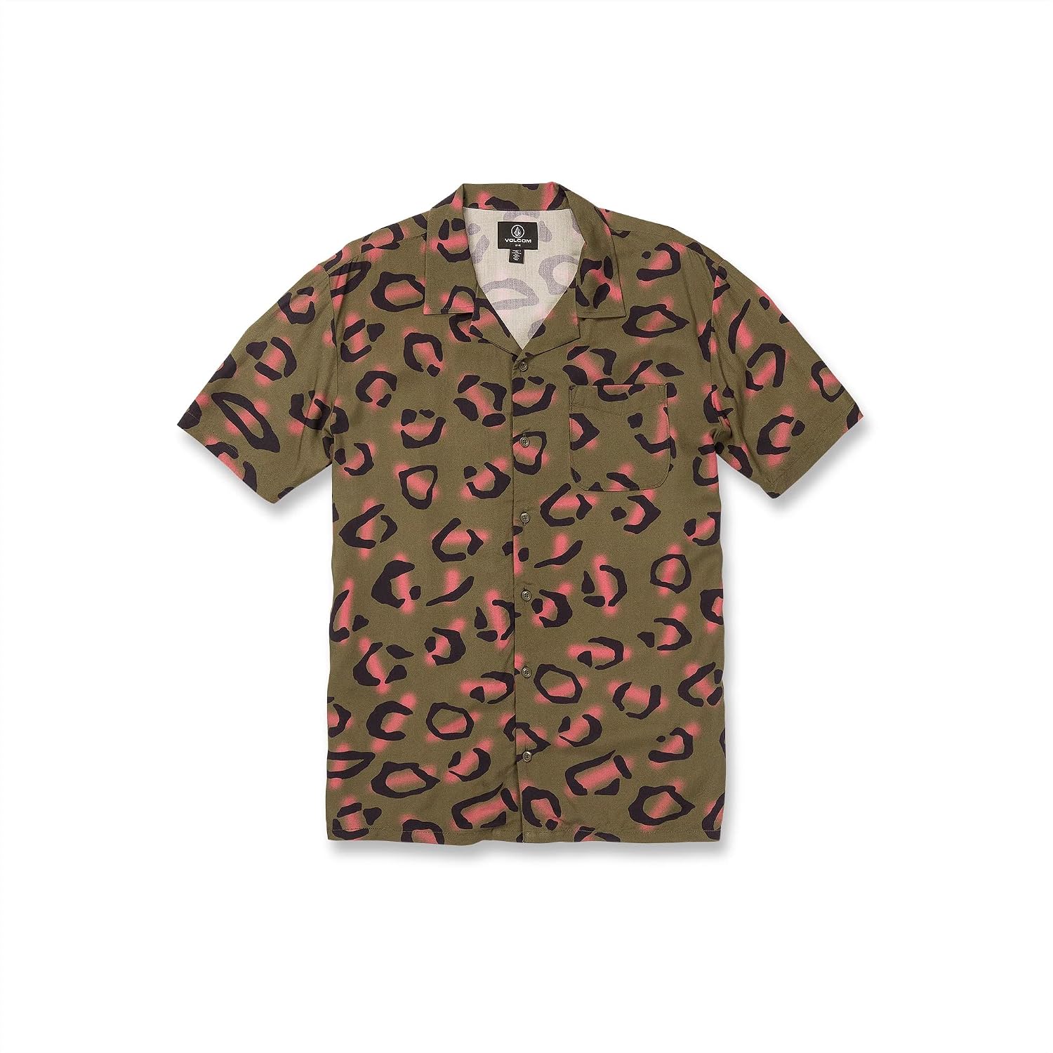 Volcom Men's Party Animals Short Sleeve Printed ShirtButton Down Shirt Military