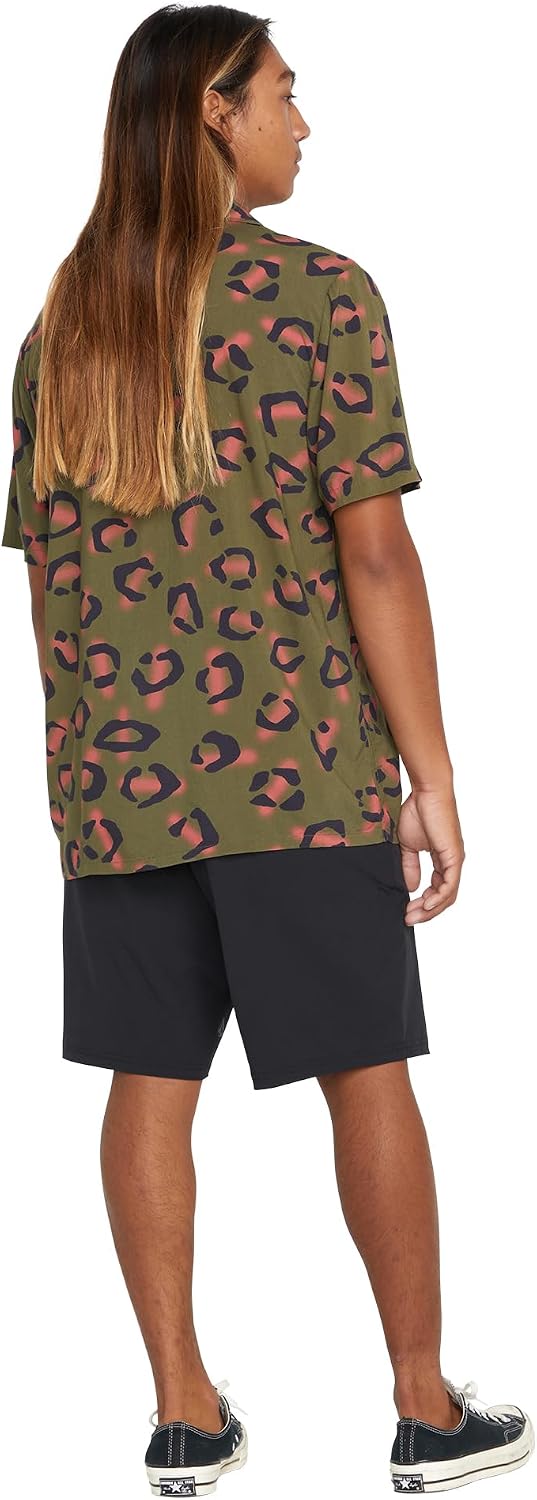 Volcom Men's Party Animals Short Sleeve Printed ShirtButton Down Shirt Military