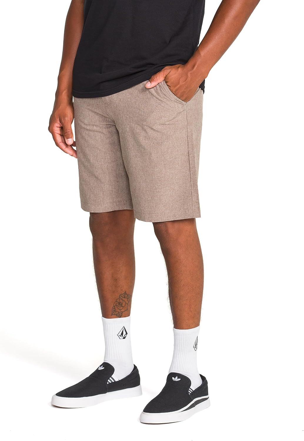 Volcom Men's Kerosene 21" Hybrid Chino Shorts Quick-Dry Stretch Fabric Mushroom