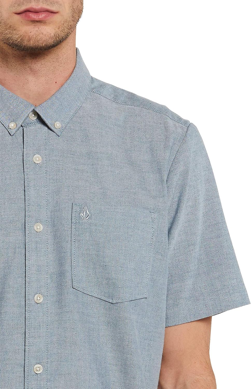 Volcom Men's Everett Oxford Short Sleeve Button Down Woven Shirt Rincon Blue