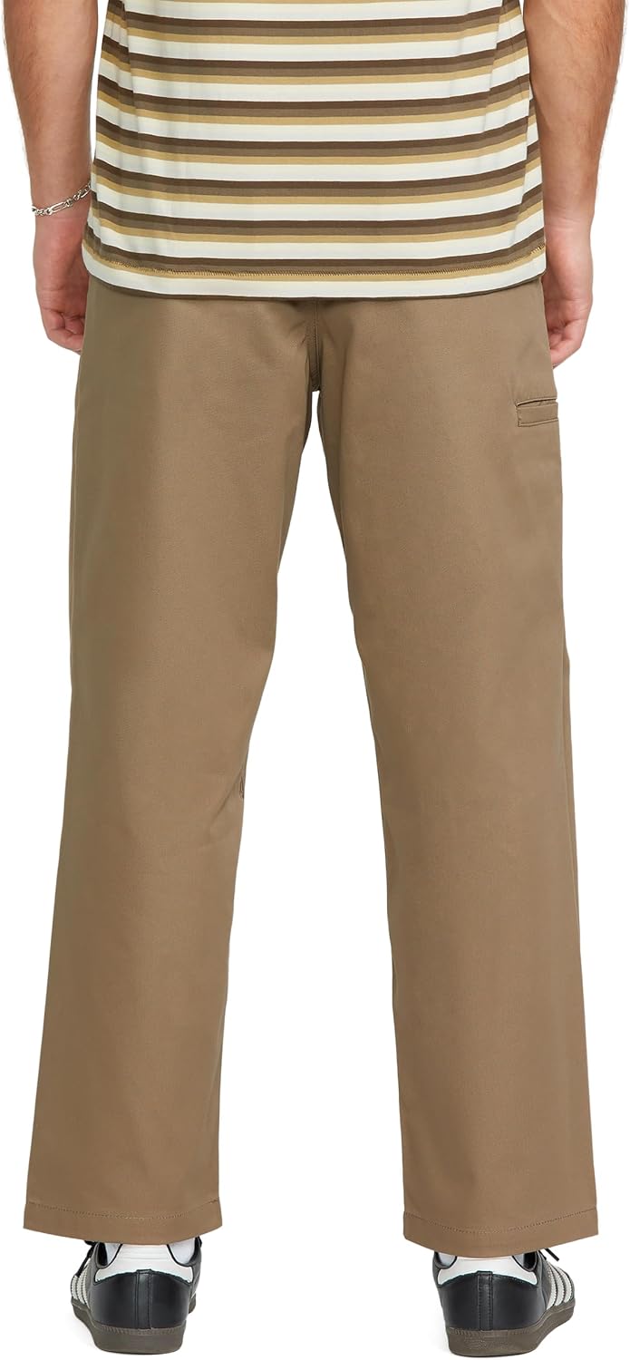 Volcom Men's Frickin Skate Loose Baggy Fit Chino Pants – Relaxed Tapered 17″ Leg Opening, 30″ Inseam Teak