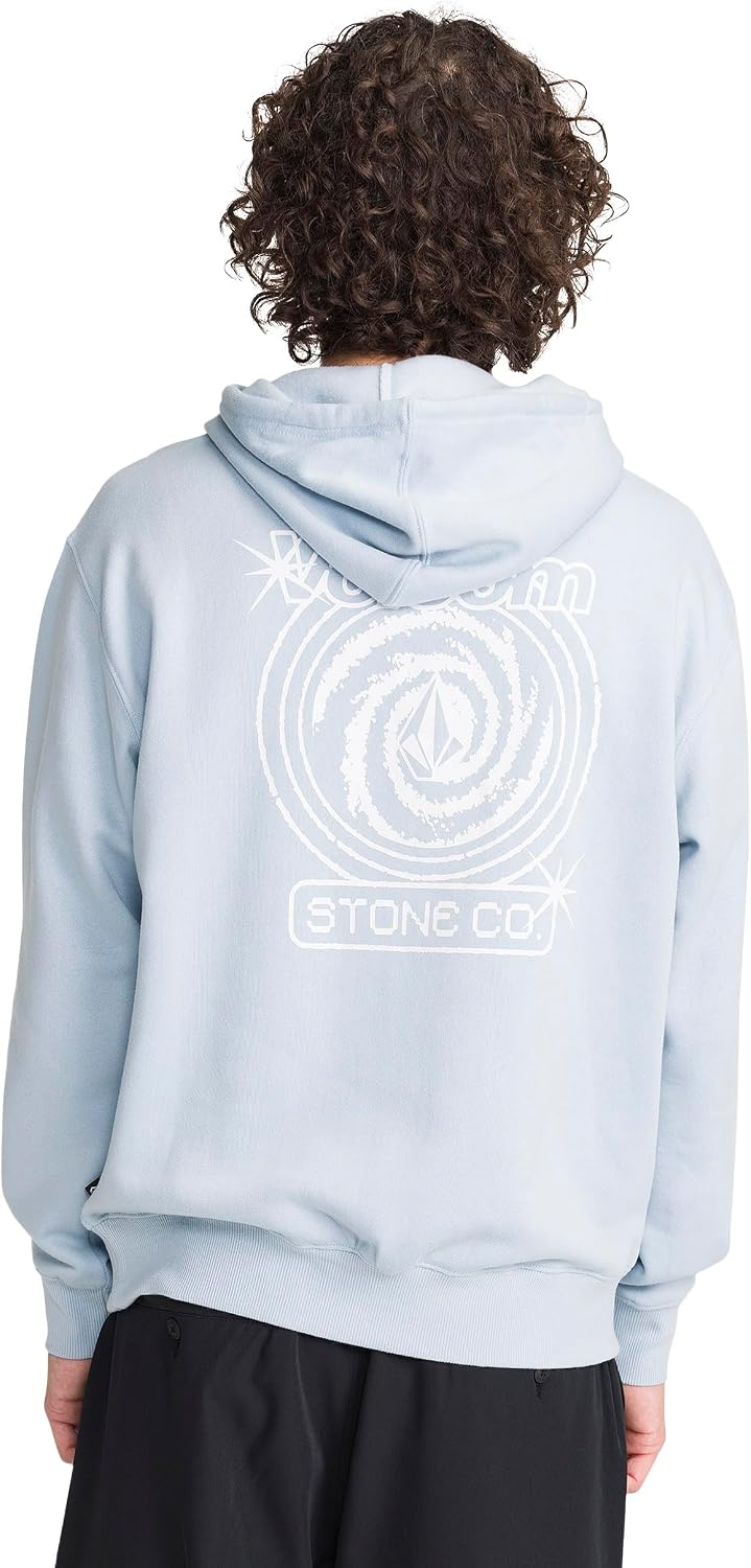 Volcom Men's Pullover Logo Fleece Hooded Sweatshirt – Soft Brushed Interior, Classic Fit, Kangaroo Pocket, Ribbed Cuffs & Hem Carolina Blue