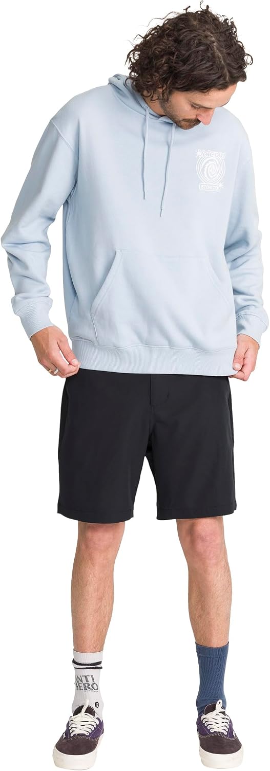 Volcom Men's Pullover Logo Fleece Hooded Sweatshirt – Soft Brushed Interior, Classic Fit, Kangaroo Pocket, Ribbed Cuffs & Hem Carolina Blue