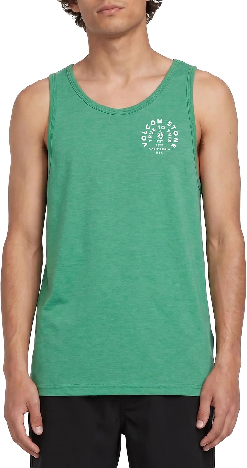 Volcom Men's Iconic Stone Tie Dye Tank Green