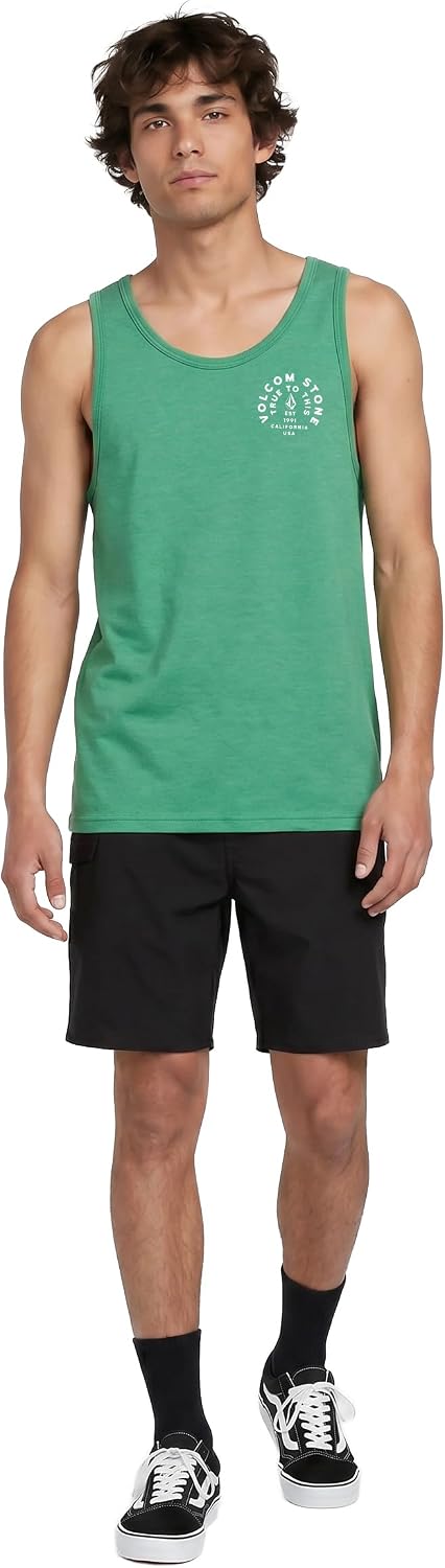 Volcom Men's Iconic Stone Tie Dye Tank Green