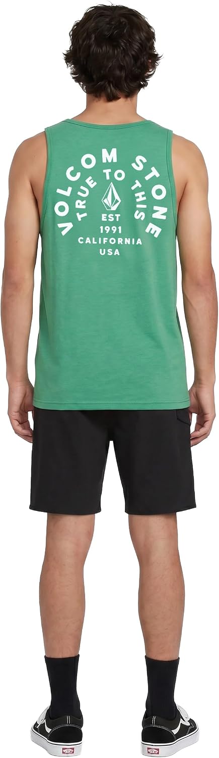 Volcom Men's Iconic Stone Tie Dye Tank Green
