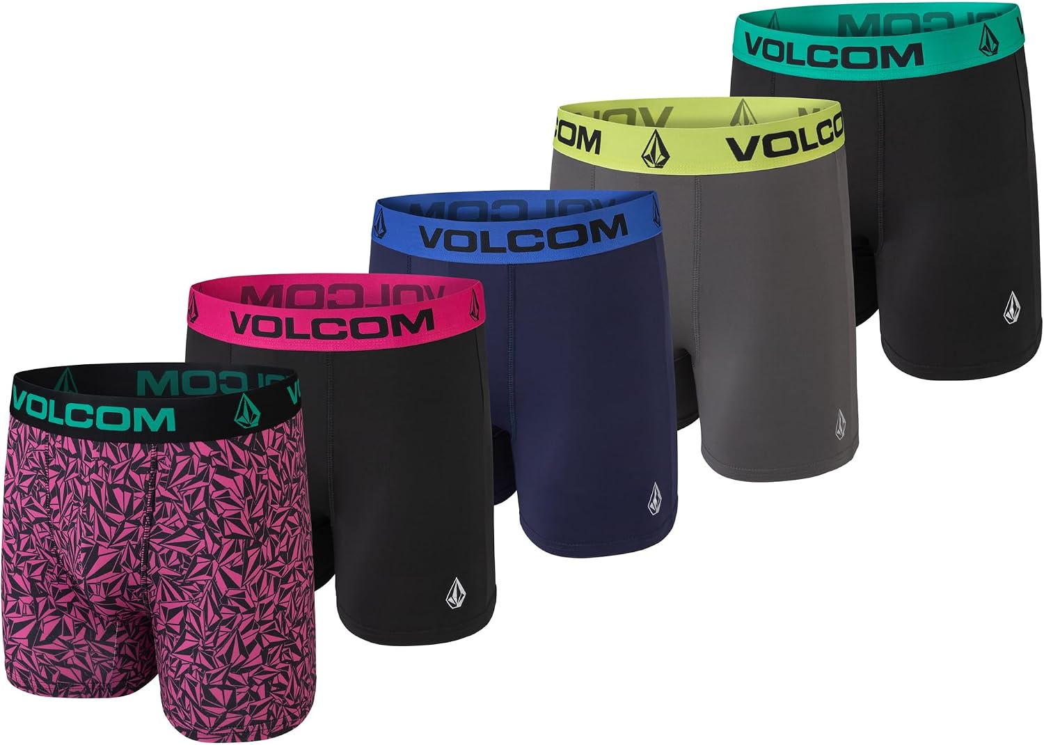 Volcom Mens Boxer Briefs 5 Pack Poly Spandex Performance Boxer Briefs Underwear PurpleBlackNavyHeatherBlack